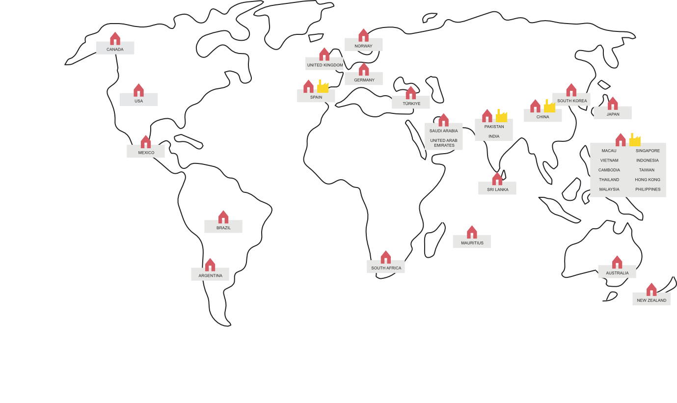 KIAN local and regional offices and factories worldwide